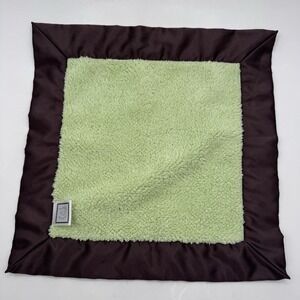 Swaddle Designs Plush Green Minky Brown Satin Baby Lovey Security Blanket 14"